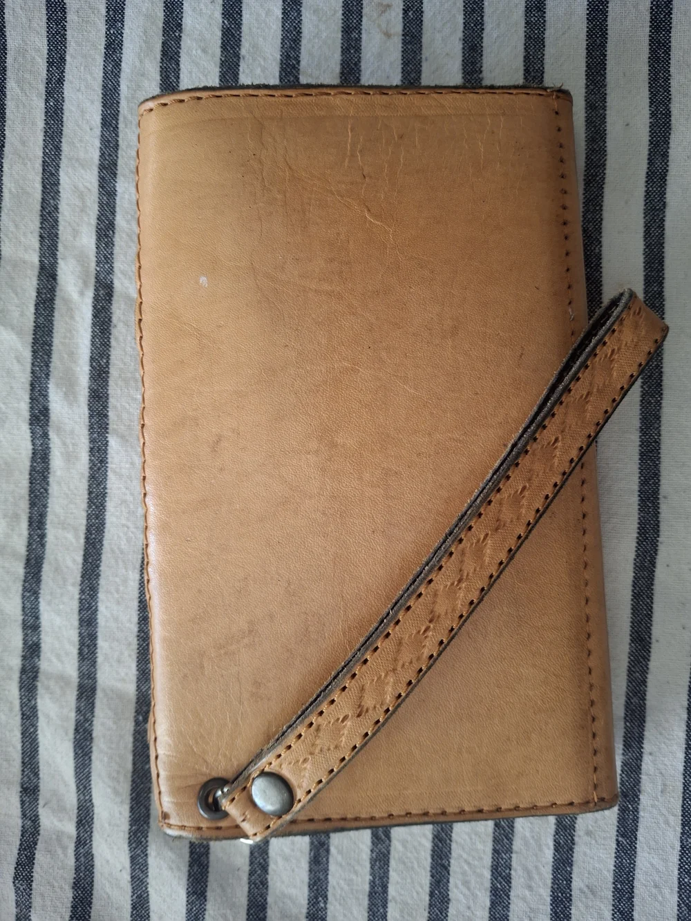 Beaded Floral Tooled Leather Wallet - Red & Tan